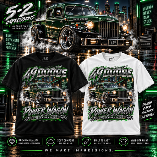 1949 Dodge Power Wagon Street Ride Legend T-shirt black and white mockup