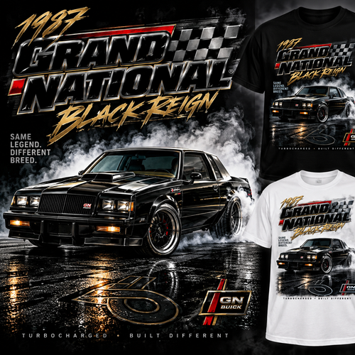 1987 Grand National – Black Reign T-shirt close-up product view