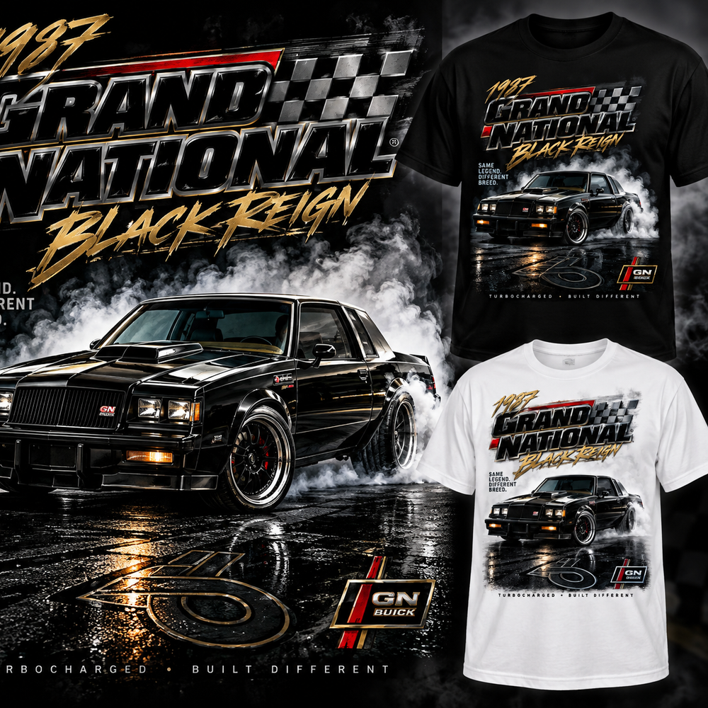 1987 Grand National – Black Reign T-shirt alternate close-up product view