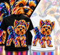5-2 Impressions colorful crystal Yorkie T-shirt mockup in black and white