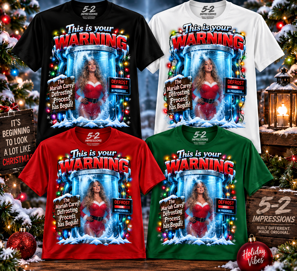 Four color Mariah Carey defrosting Christmas shirt mockup