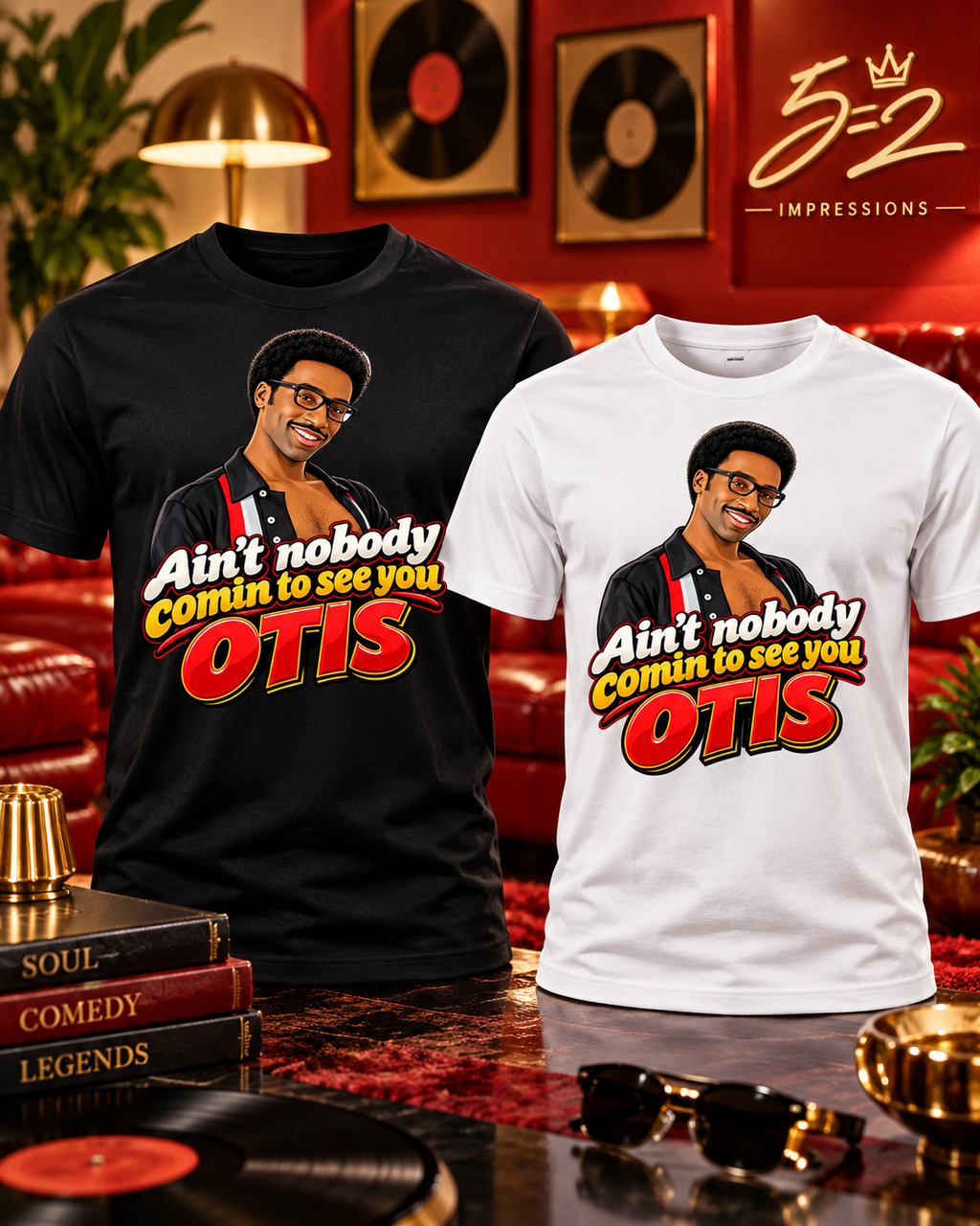 Ain’t Nobody Comin to See You OTIS T-shirt mockup in black and white