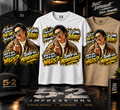 Funny quote T-shirt mockup featuring four sayings in black white and gold