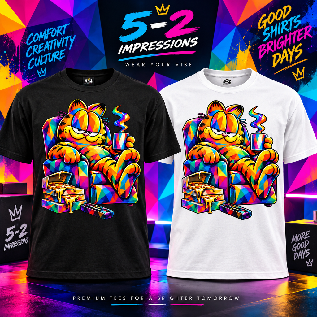 Color Pop Lazy Cat Vibe T-shirt black and white mockup