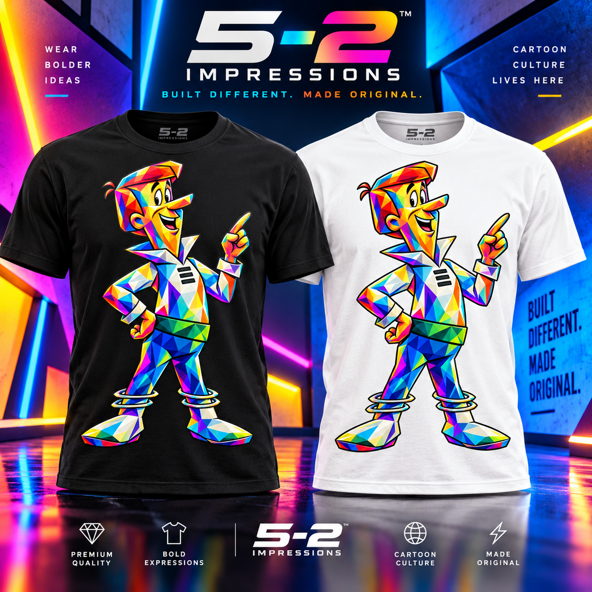 Color Pop Retro Futurist Vibe T-shirt black and white mockup