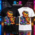 Color Pop Trash Cat Vibe T-shirt black and white mockup