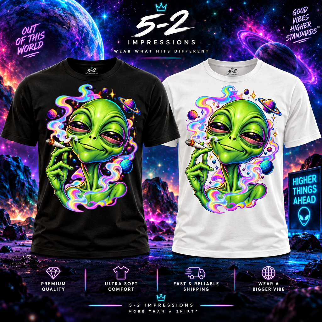 Cosmic Alien Vibe T-shirt black and white mockup