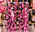 Crystal Pink Panther 20 oz skinny tumbler mockup