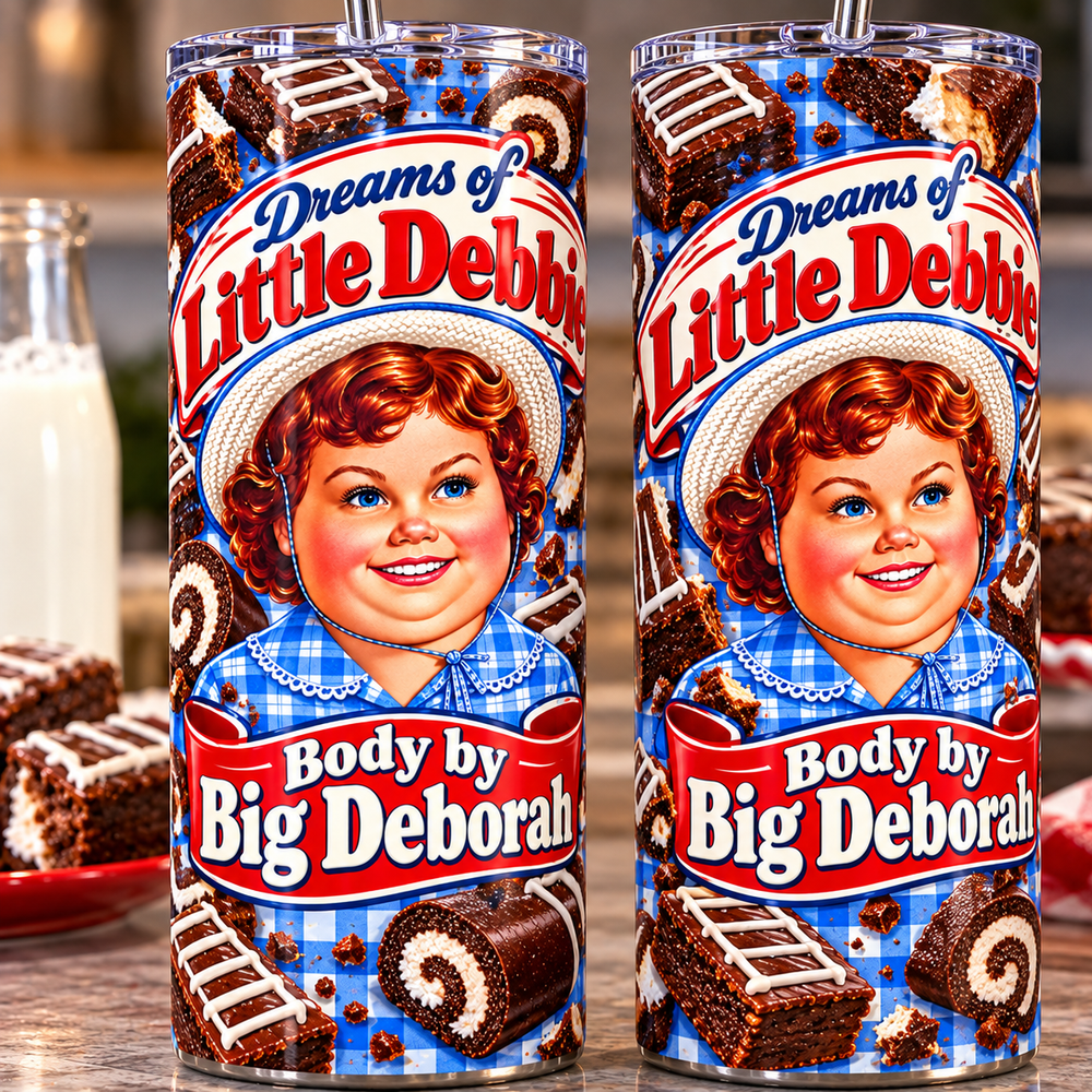 Dreams of Little Debbie Body by Big Deborah 20 oz tumbler close-up product view
