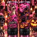 Fueled by Caffeine and Chaos Halloween 20 oz Bluetooth speaker tumbler mockup