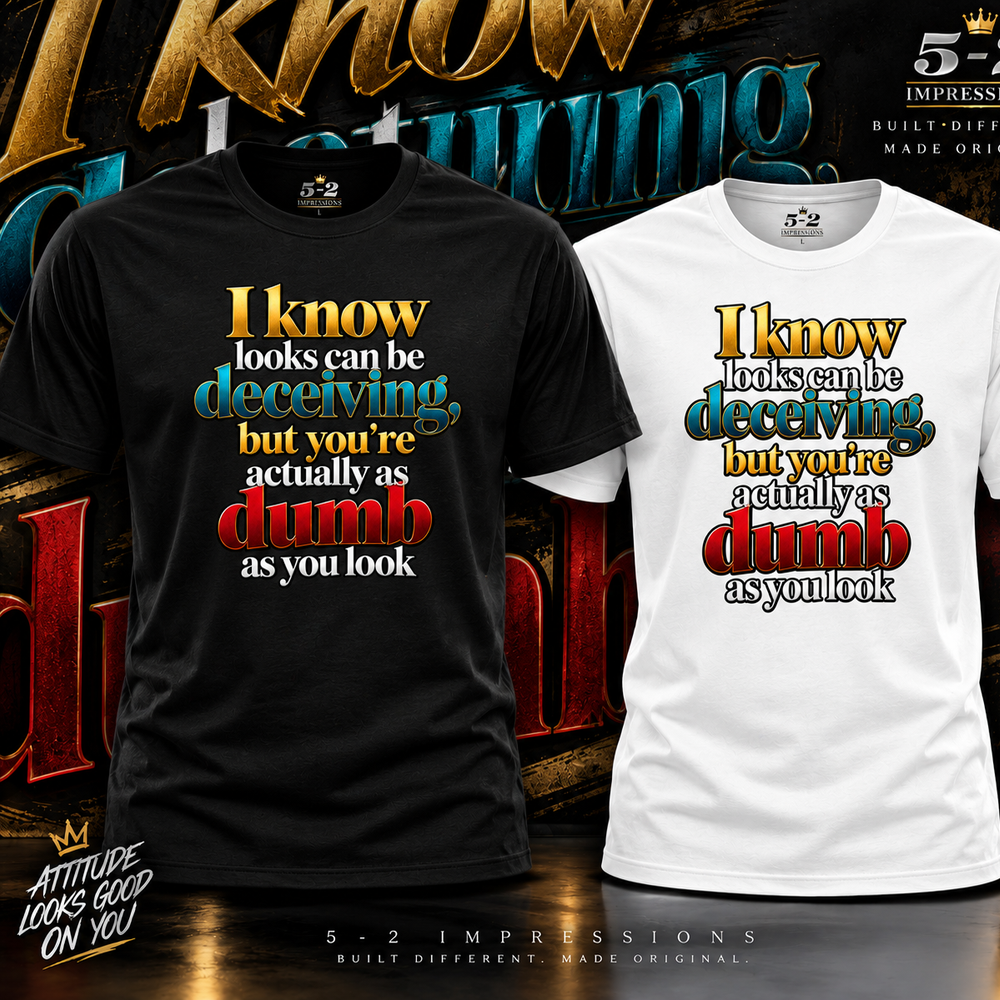 I Know Looks Can Be Deceiving T-shirt close-up product view
