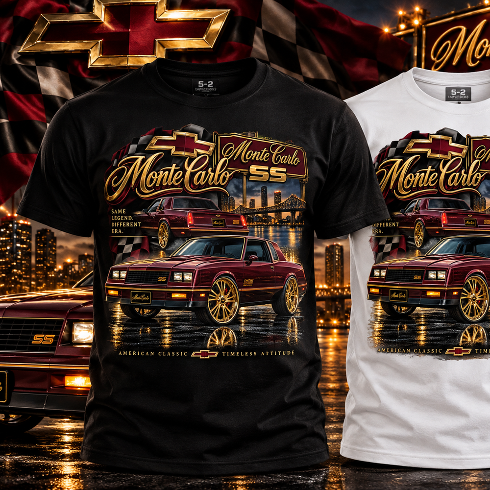 Monte Carlo SS – Burgundy & Gold T-shirt close-up product view