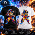 Prismatic Saiyan Warrior T-shirt mockup in black and white