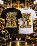 Saints Built Different robot T-shirt mockup in black and white