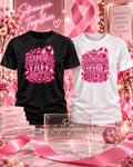 Standing Tall Thru It All ornate pink ribbon breast cancer awareness tee in black and white