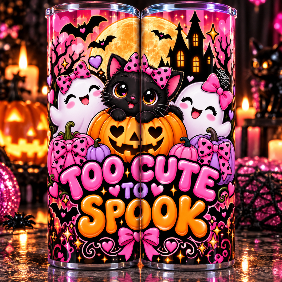 Too Cute to Spook 20 oz skinny tumbler mockup