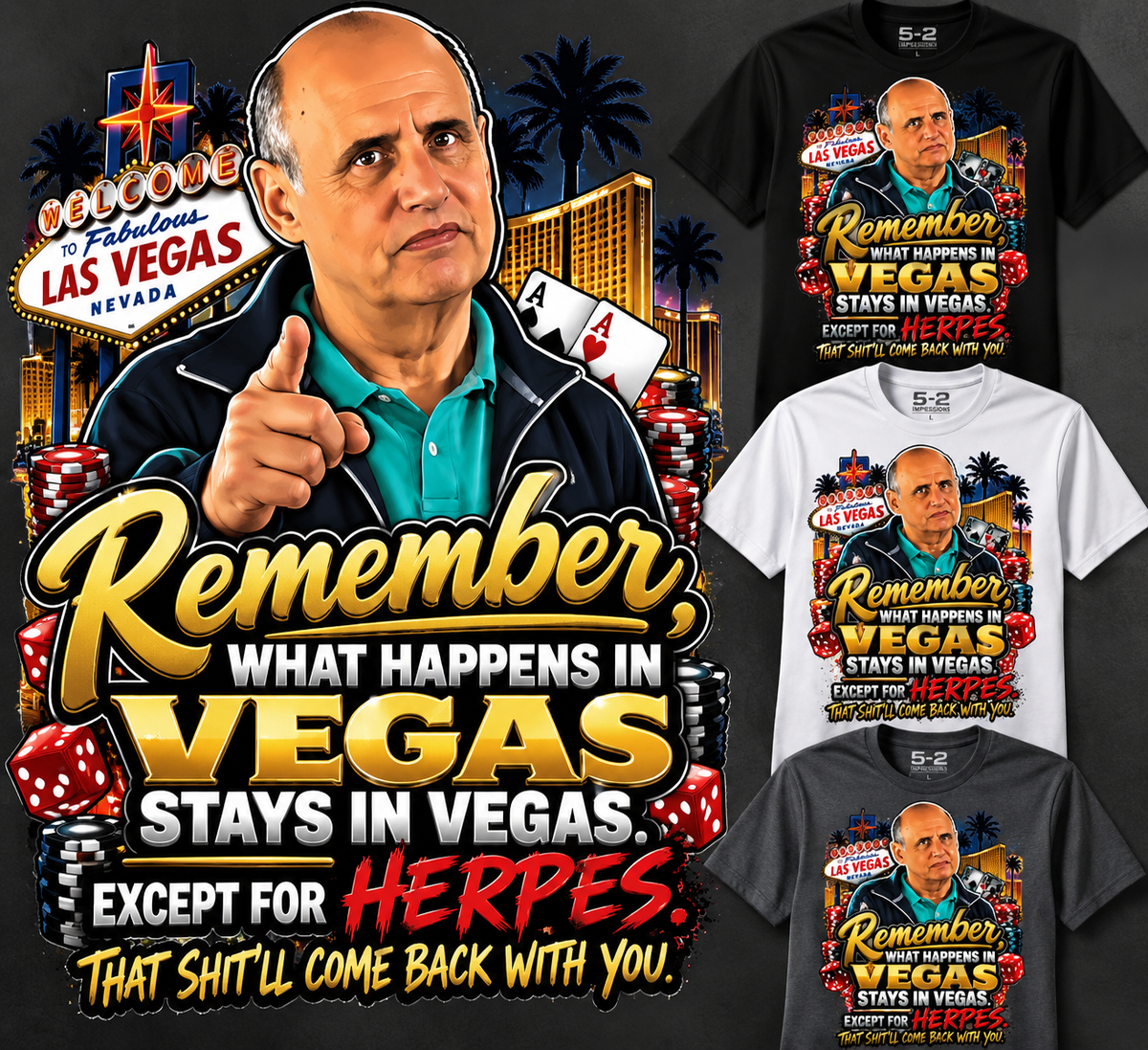 What happens in Vegas stays in Vegas except for herpes T-shirt mockup